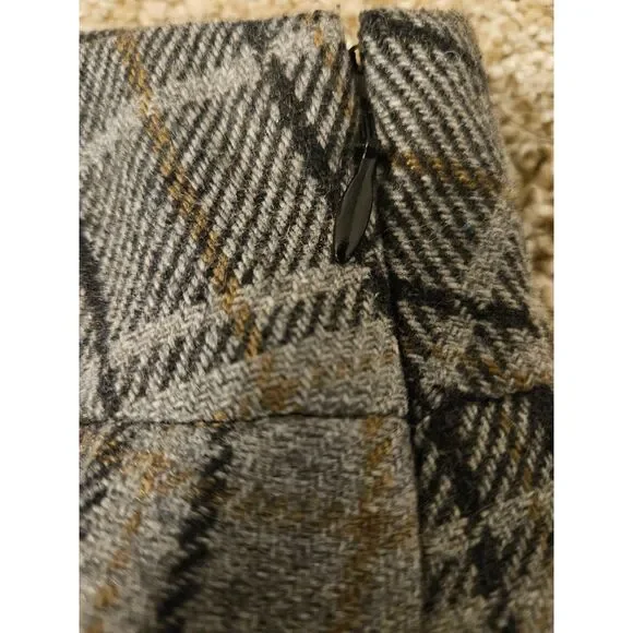 Eddie Bauer Wool Gray Plaid Mini Skirt Size 8 Winter Dark Academia Fall Pencil - Picture 5 of 7